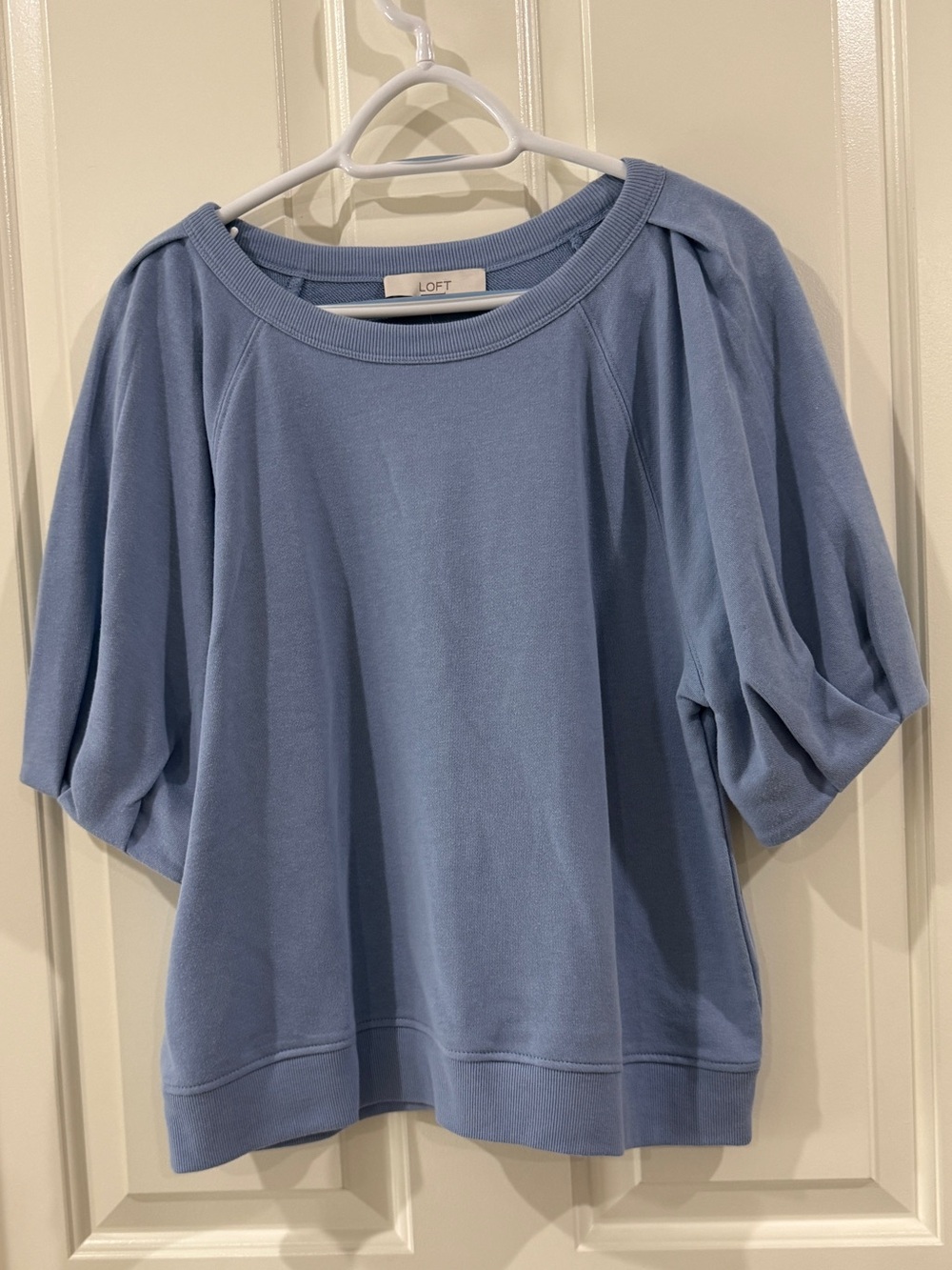 LOFT Light Blue Puff-Sleeve Sweatshirt
